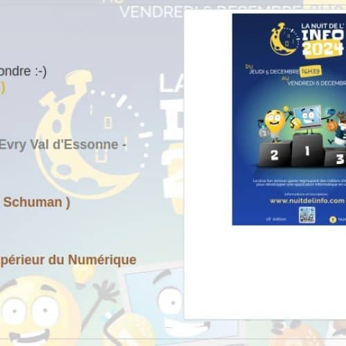 Résultat du défi principal du challenge “Nuit de l’informatique”.